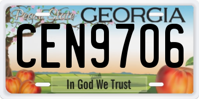 GA license plate CEN9706