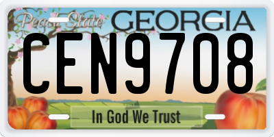 GA license plate CEN9708