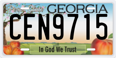 GA license plate CEN9715