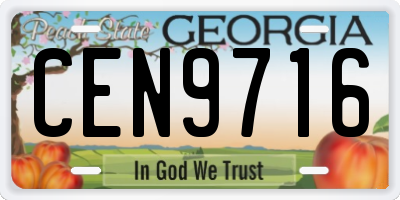 GA license plate CEN9716