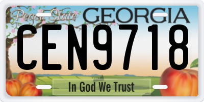 GA license plate CEN9718