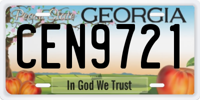 GA license plate CEN9721