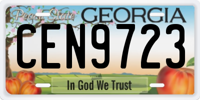 GA license plate CEN9723