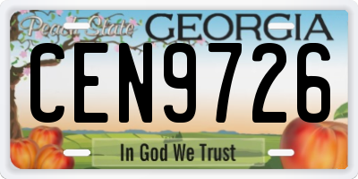 GA license plate CEN9726