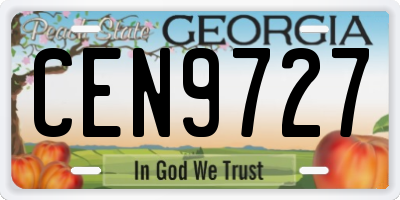 GA license plate CEN9727
