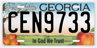 GA license plate CEN9733