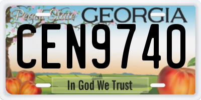 GA license plate CEN9740