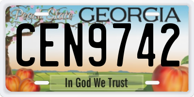 GA license plate CEN9742