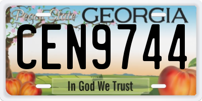 GA license plate CEN9744