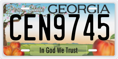 GA license plate CEN9745