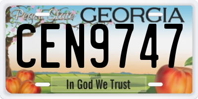 GA license plate CEN9747