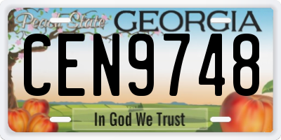 GA license plate CEN9748
