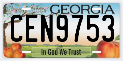 GA license plate CEN9753