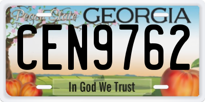 GA license plate CEN9762