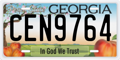 GA license plate CEN9764
