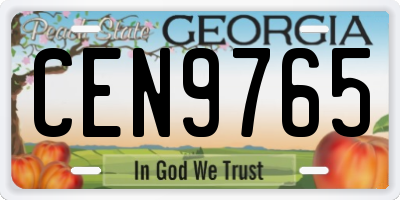 GA license plate CEN9765