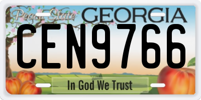 GA license plate CEN9766