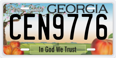 GA license plate CEN9776