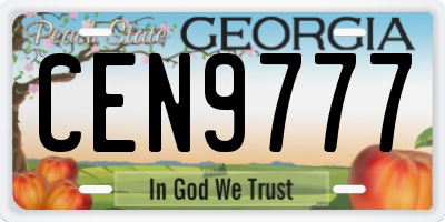 GA license plate CEN9777