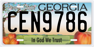 GA license plate CEN9786