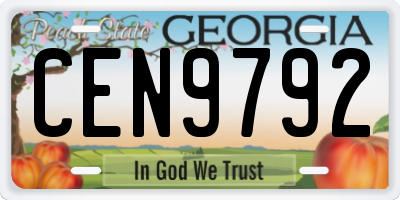 GA license plate CEN9792