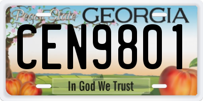 GA license plate CEN9801