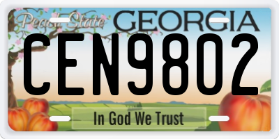 GA license plate CEN9802