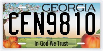 GA license plate CEN9810
