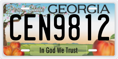GA license plate CEN9812