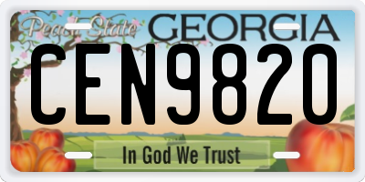 GA license plate CEN9820