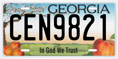GA license plate CEN9821