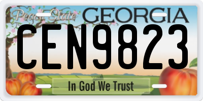 GA license plate CEN9823