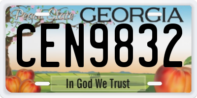 GA license plate CEN9832