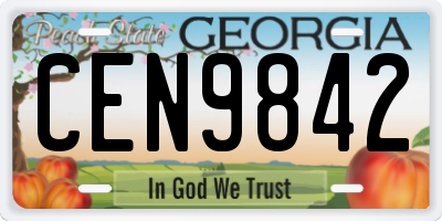 GA license plate CEN9842