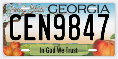 GA license plate CEN9847