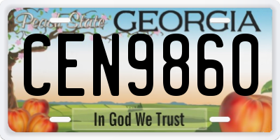 GA license plate CEN9860