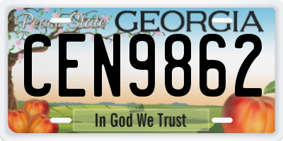 GA license plate CEN9862