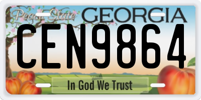 GA license plate CEN9864