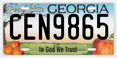 GA license plate CEN9865