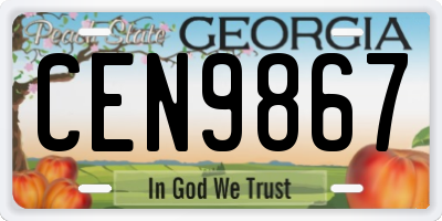 GA license plate CEN9867