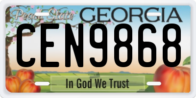 GA license plate CEN9868