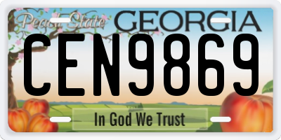 GA license plate CEN9869