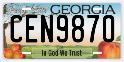GA license plate CEN9870