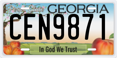 GA license plate CEN9871