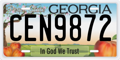 GA license plate CEN9872