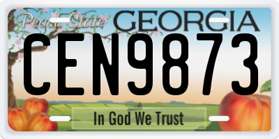 GA license plate CEN9873