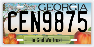 GA license plate CEN9875