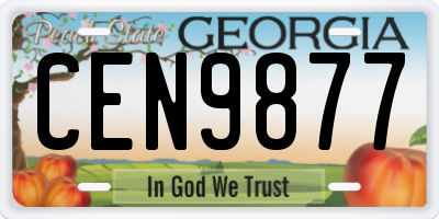 GA license plate CEN9877