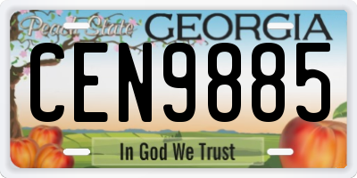 GA license plate CEN9885