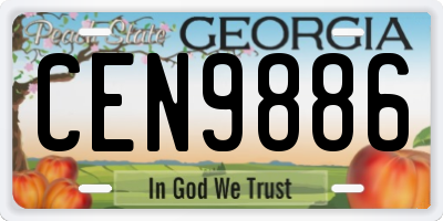 GA license plate CEN9886
